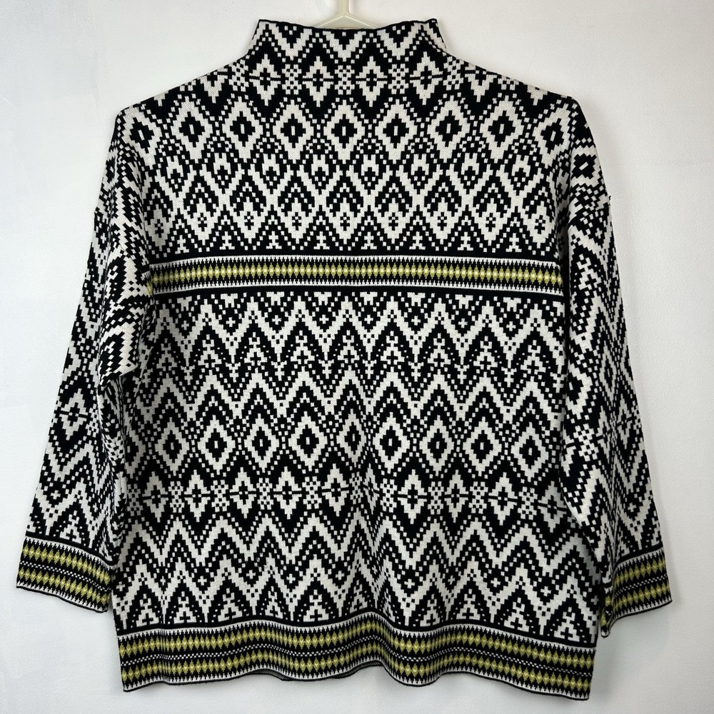 Tahari Sweater Womens 2X Mock Neck Black White Casual Office Career Holiday